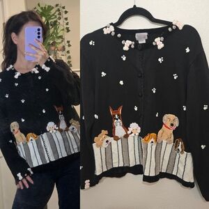 Vintage Doggie Sweater Cardigan Large
